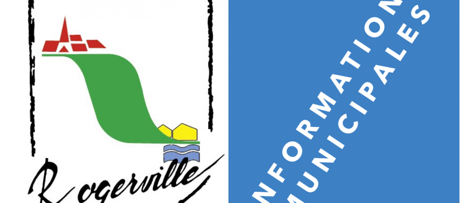 Logo bleu stylisé représentant les informations municipales de Rogerville, conçu pour illustrer les actualités et communications officielles de la commune