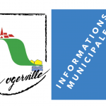 Logo bleu stylisé représentant les informations municipales de Rogerville, conçu pour illustrer les actualités et communications officielles de la commune