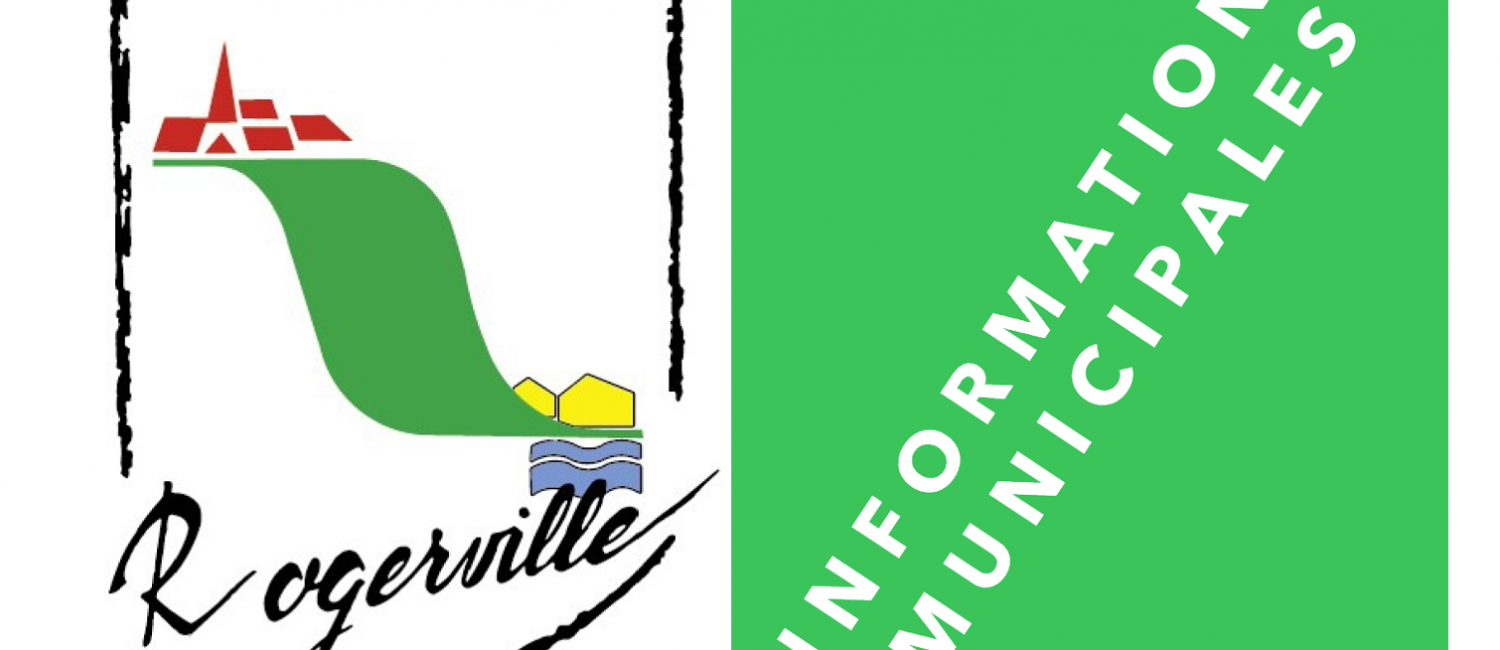 Logo vert stylisé représentant les informations municipales de Rogerville, conçu pour illustrer les actualités et communications officielles de la commune