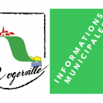 Logo vert stylisé représentant les informations municipales de Rogerville, conçu pour illustrer les actualités et communications officielles de la commune