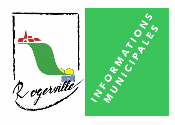 Logo vert stylisé représentant les informations municipales de Rogerville, conçu pour illustrer les actualités et communications officielles de la commune