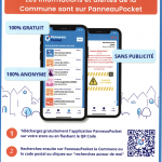 Illustration de l’application mobile Panneau Pocket affichant les alertes locales de la commune de Rogerville, avec une interface sobre et intuitive adaptée aux smartphones.