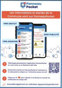Illustration de l’application mobile Panneau Pocket affichant les alertes locales de la commune de Rogerville, avec une interface sobre et intuitive adaptée aux smartphones.