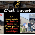 Montage photo dans le cadre de l'ouverture du distributeur de pizzas mis en place par Pizza du Tilleul